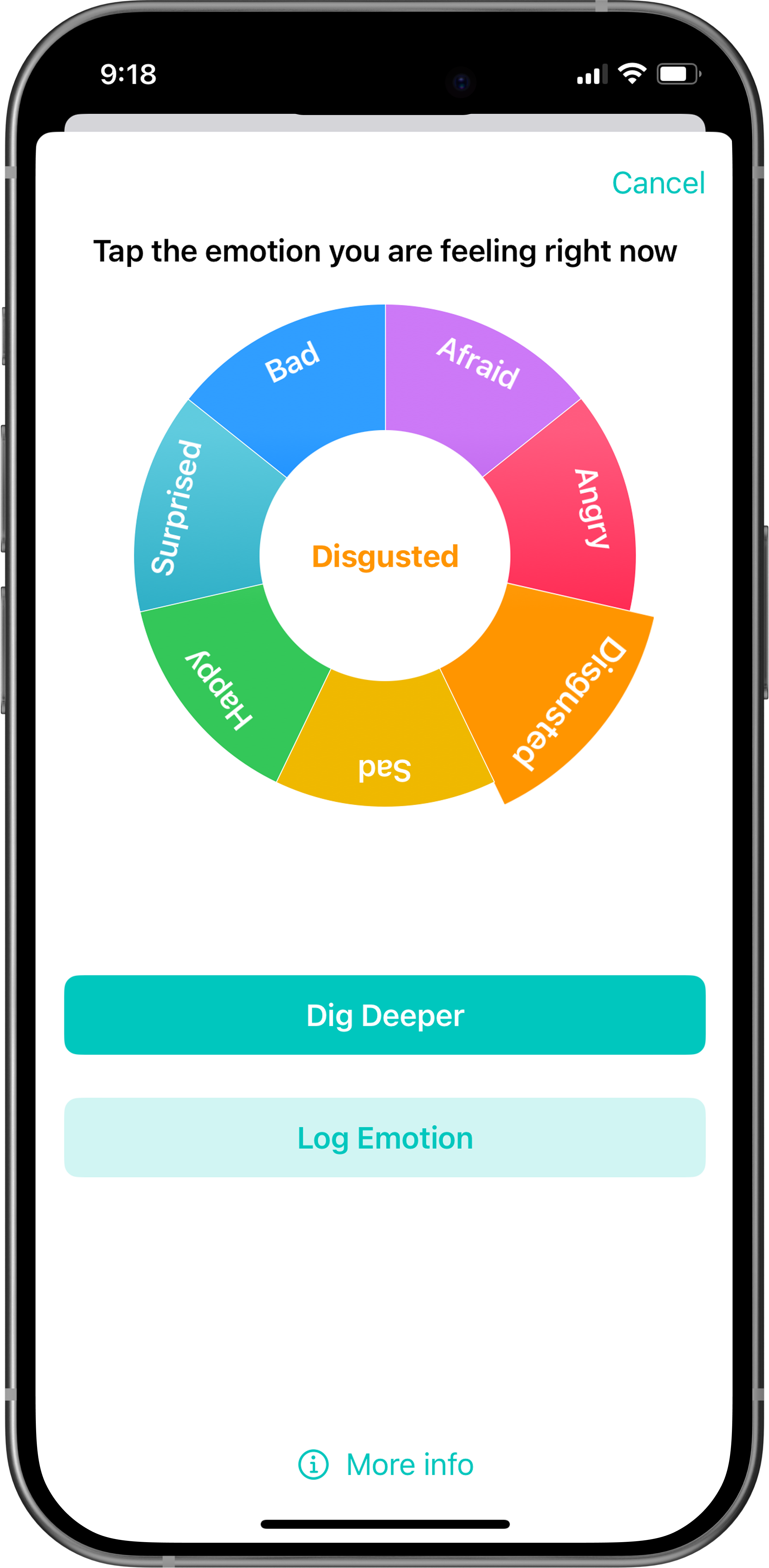 Dig Deeper app displaying the app wheel