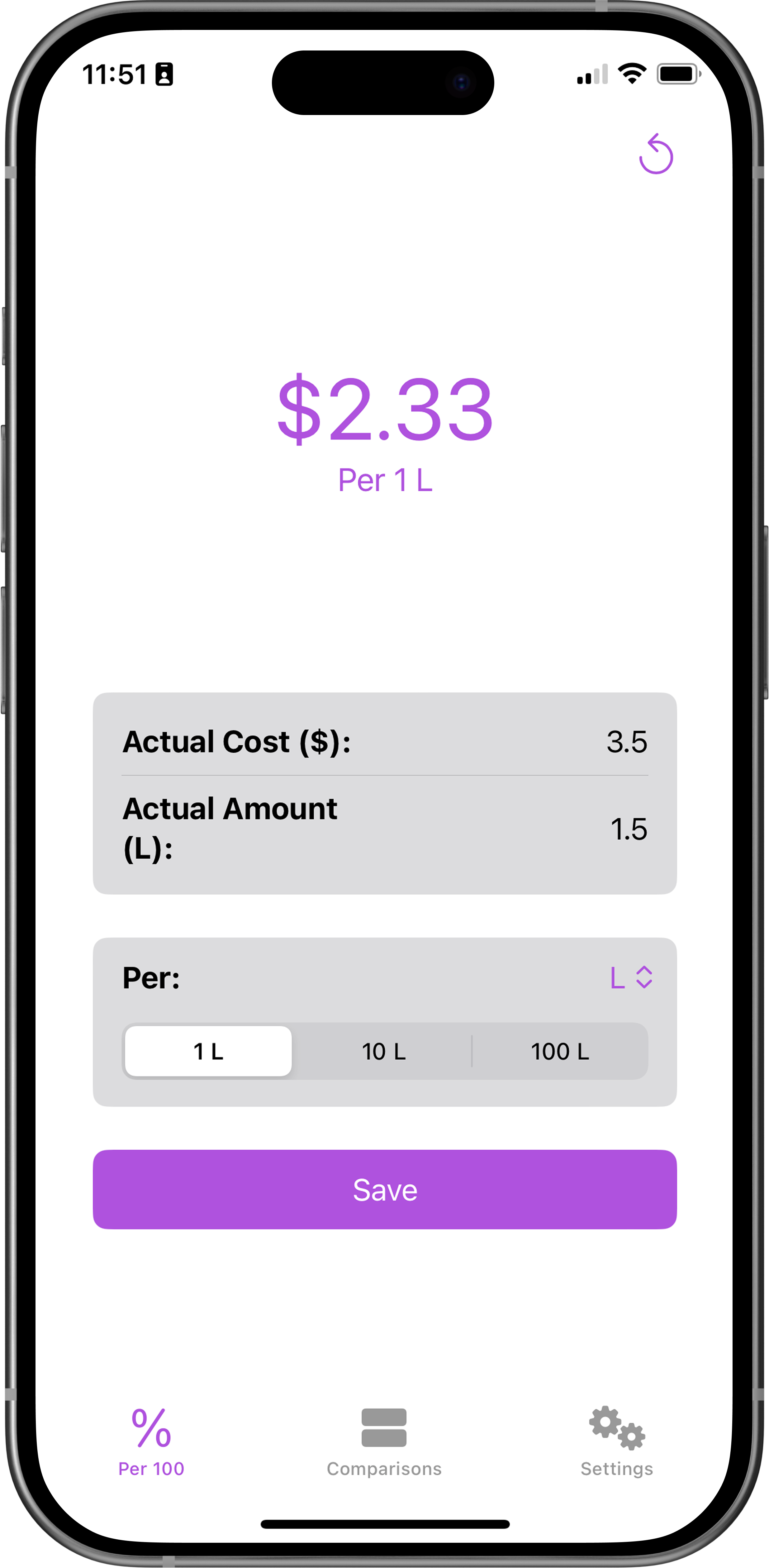 Feature 1: Comparing two products in Per 100