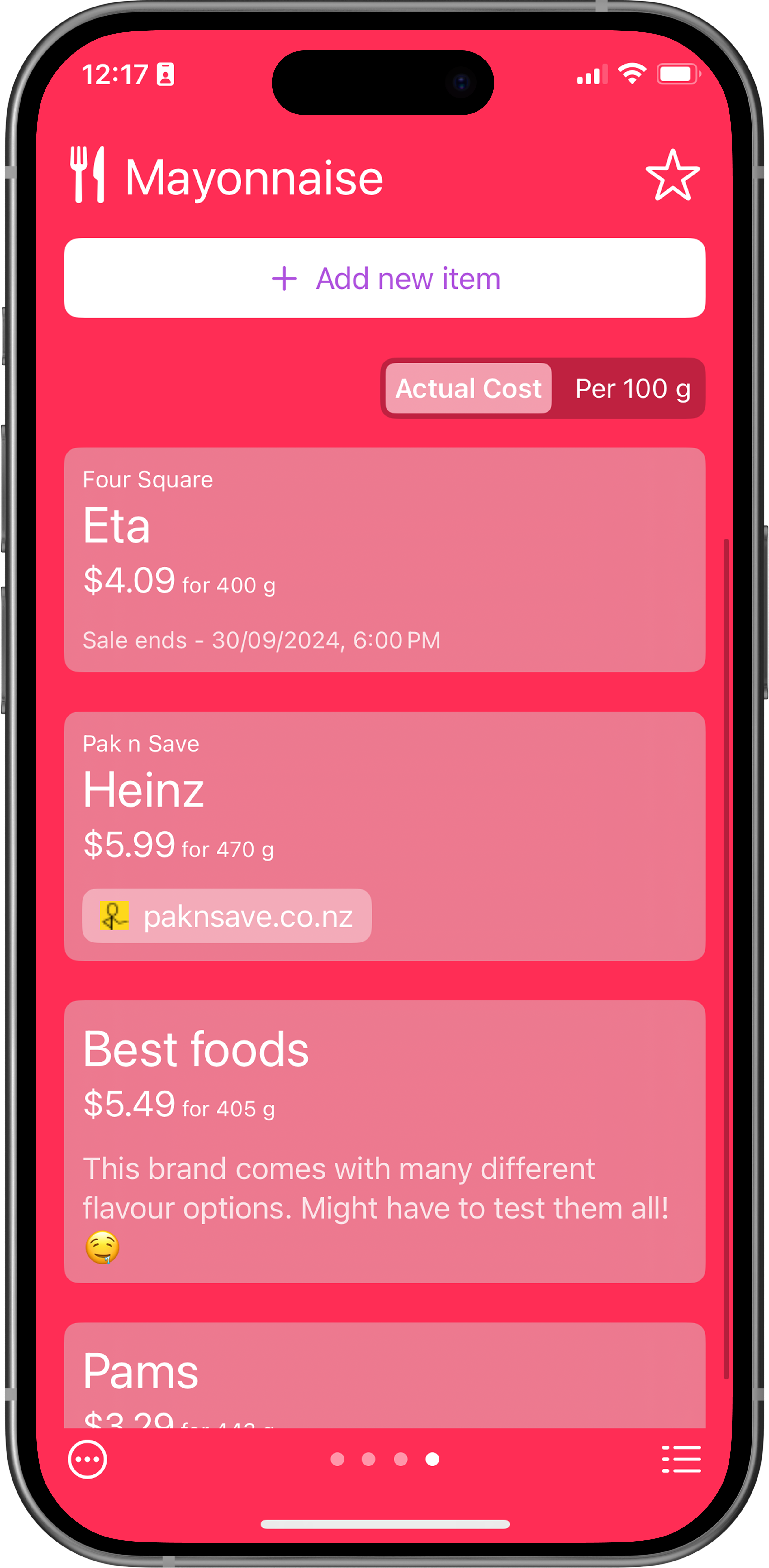 Feature 1: Comparing two products in Per 100